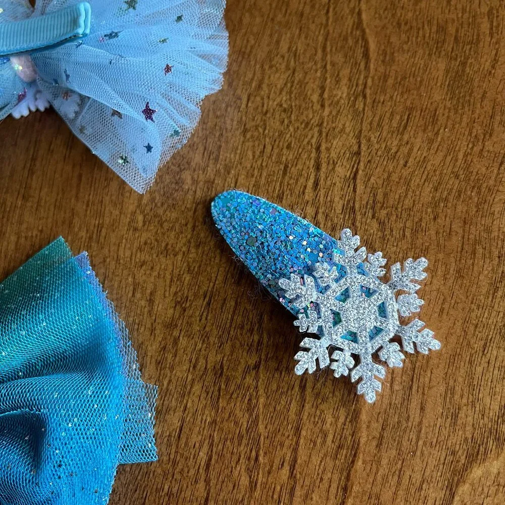 Snowflake sparkle hair clips